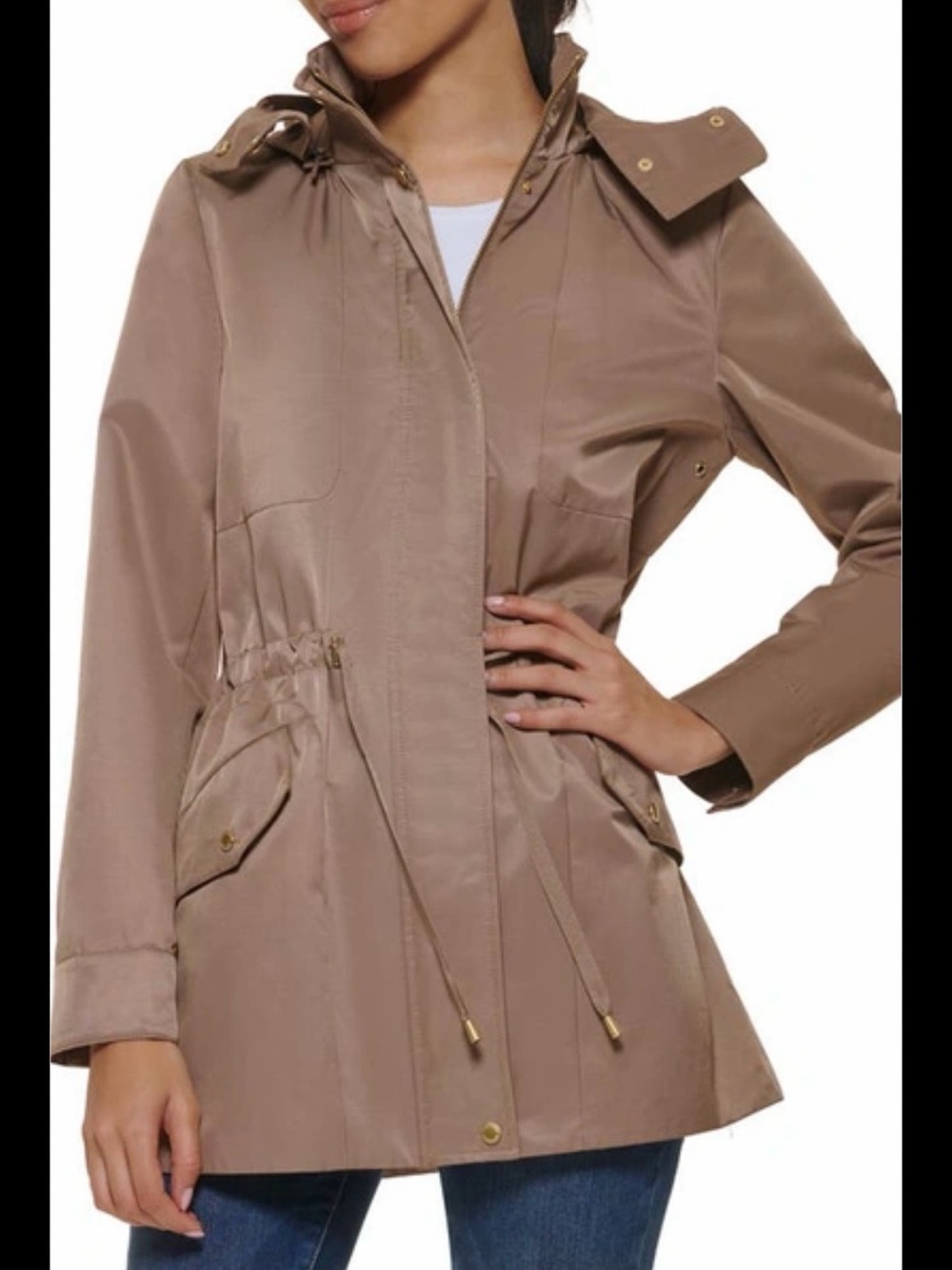 Cole Haan Short Rain Jacket in Truffle